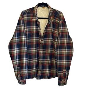 Tailor Vintage Plaid Sherpa Lined Flannel Jacket Coat Men XXL Red Navy Tan